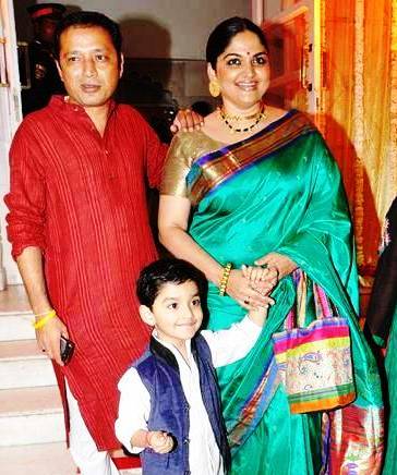 Indira Krishnan with her husband and child